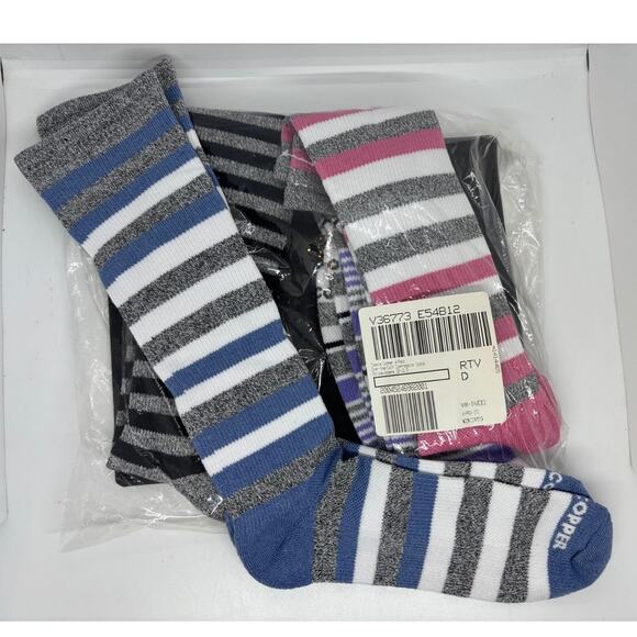 NEW Tommie Copper 4-Pack Over the Calf Compression Socks Stripes Women 10-2.5 - Picture 1 of 5